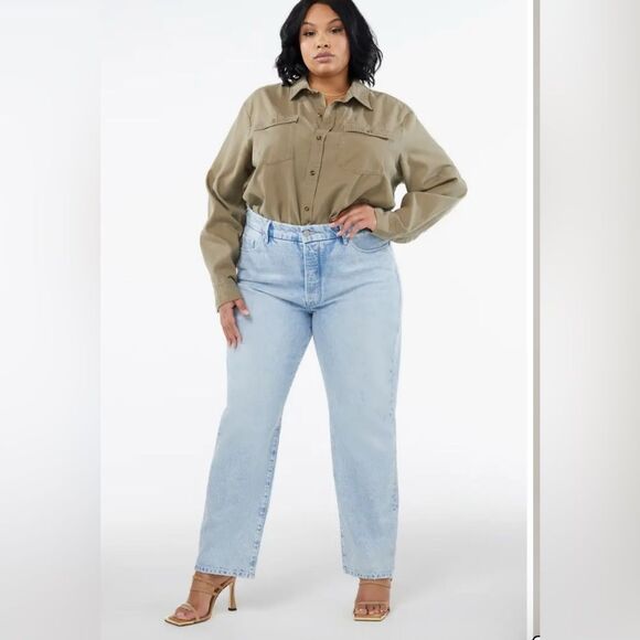 Good American Good Boy High Waist Nonstretch Straight Jeans Size 16 NEW - Picture 2 of 10